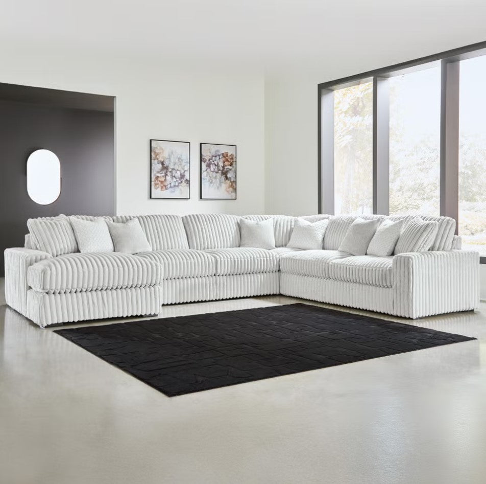 Stupendous 5-Piece Fabric Upholstered Sectional Sofa With Chaise - Alloy | Signature Design By Ashley