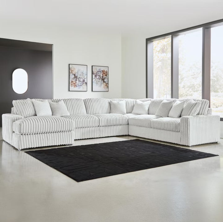 Stupendous 5-Piece Fabric Upholstered Sectional Sofa With Chaise - Alloy | Signature Design By Ashley