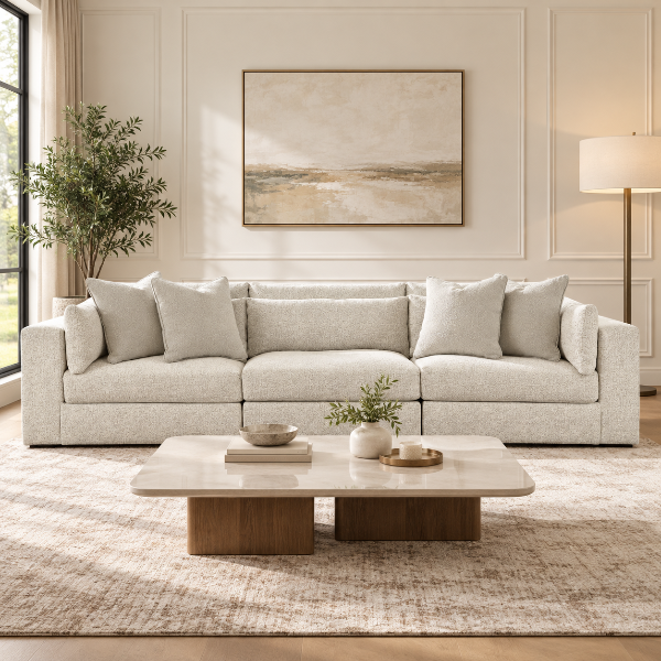 PC66004S2 Ashbourne Estate 3-piece Sectional Sofa In Fabric Upholstery - Snowstone | Signature Design By Ashley