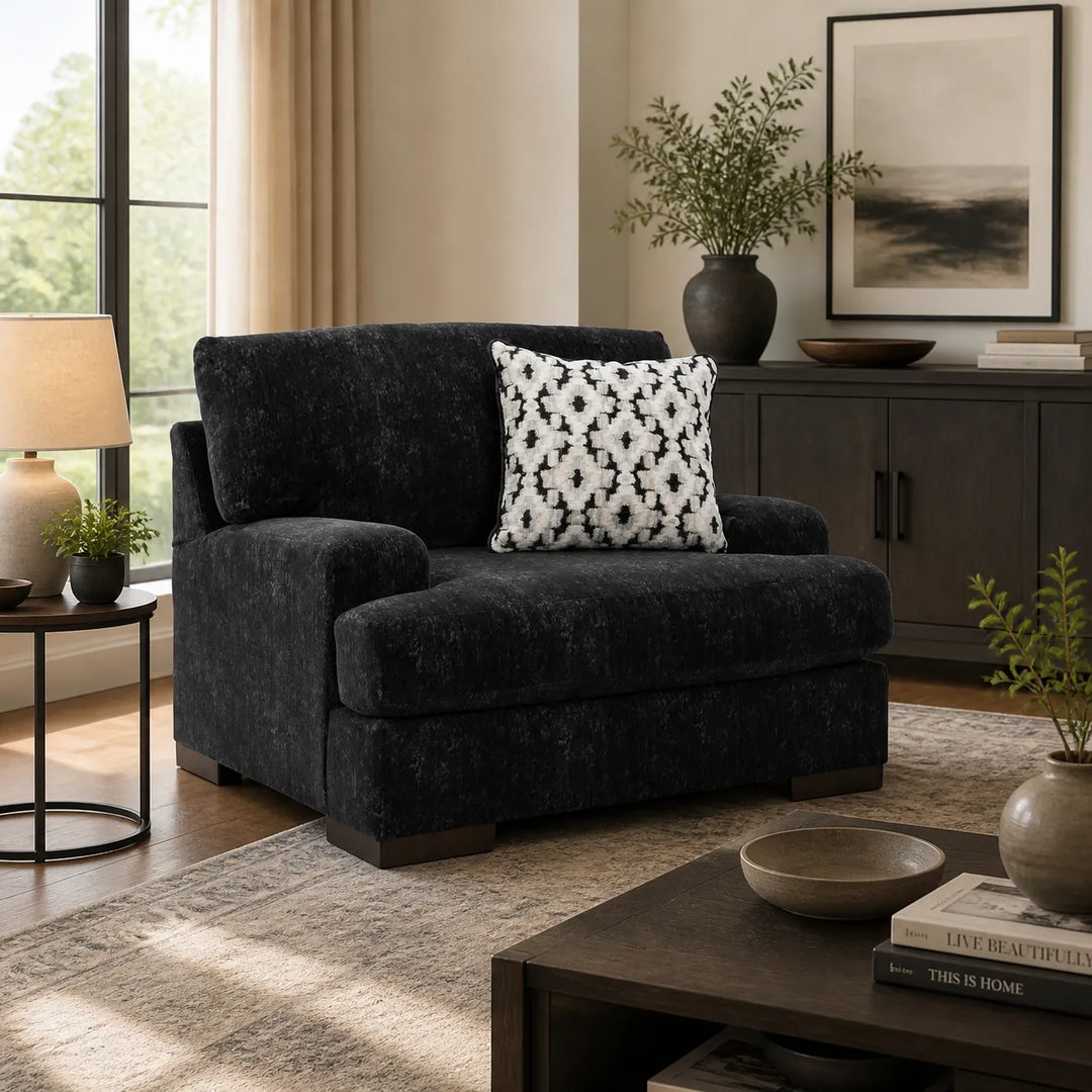 8040423 Whitmore Manor Oversized Armchair In Fabric Upholstery - Black Pearl | Benchcraft By Ashley