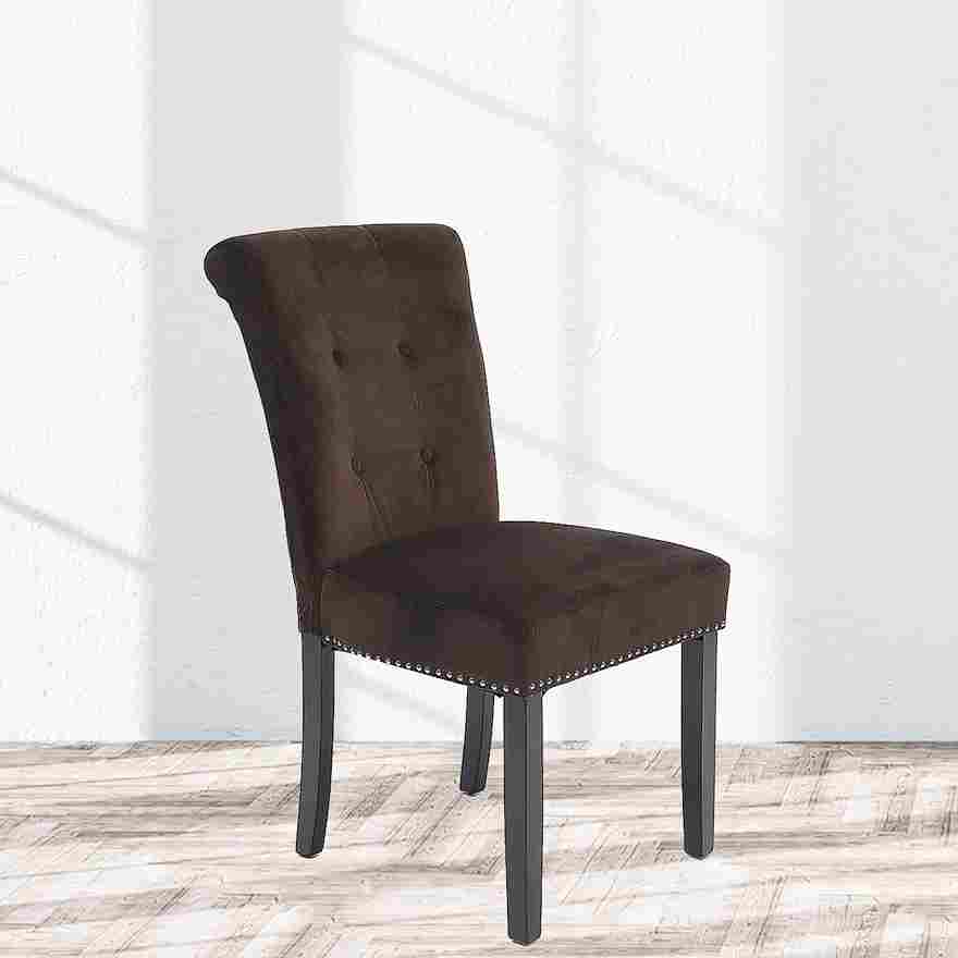 Suede Fabric Chair In Brown