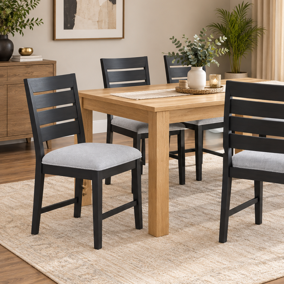 Nitte 7-Piece Dining Table Set With Extension Leaf - Oak/Black