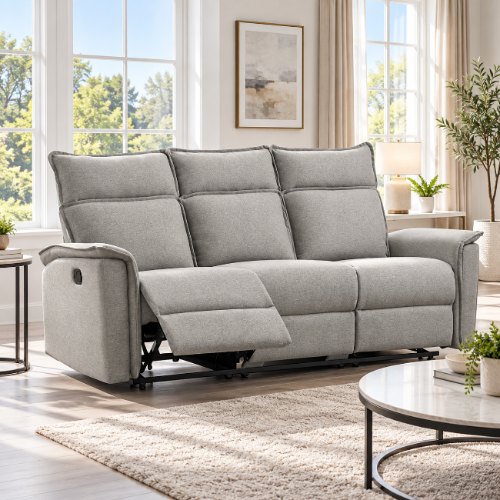 Leera Manual Recliner Sofa In Fabric Upholstery - Grey