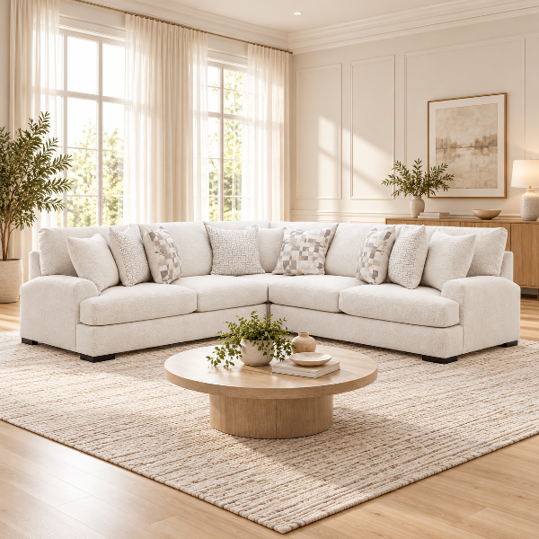 PC66906S4 Misty-lakes 3-piece Sectional Sofa In Fabric Upholstery - Chalk | Signature Design By Ashley