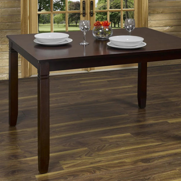 Norix Wooden Dining Table Set For 4 With PU Upholstered Chairs - Espresso/ Black
