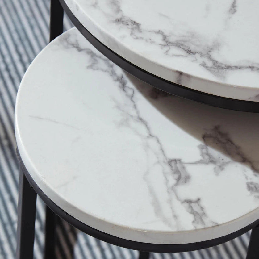 T161-14 Jusmour Occasional Table Set (Set of 4) - Black/ White | Signature Design By Ashley