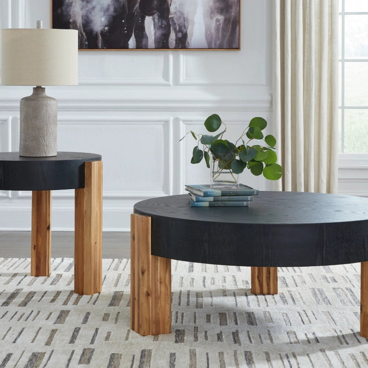 T322-12 Breenmore Occasional Table Set (Set of 2) - Black/ Natural | Signature Design By Ashley