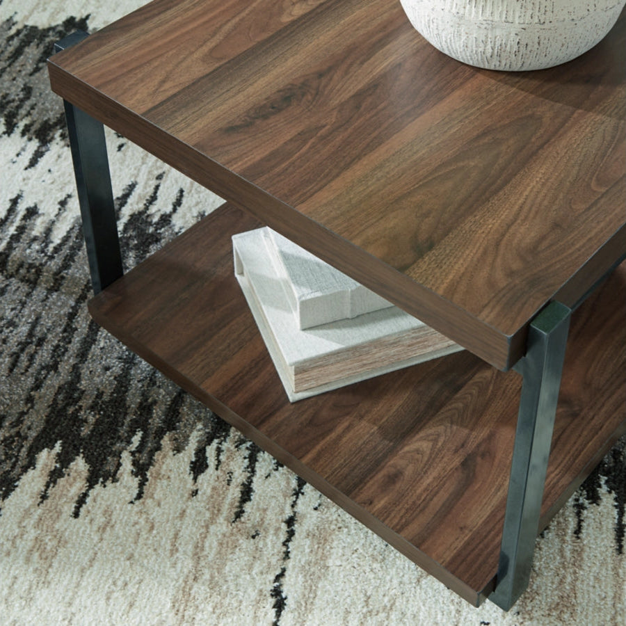 T381-13 Trindwick Occasional Table Set (Set of 3) - Brown/ Gun Metal | Signature Design By Ashley
