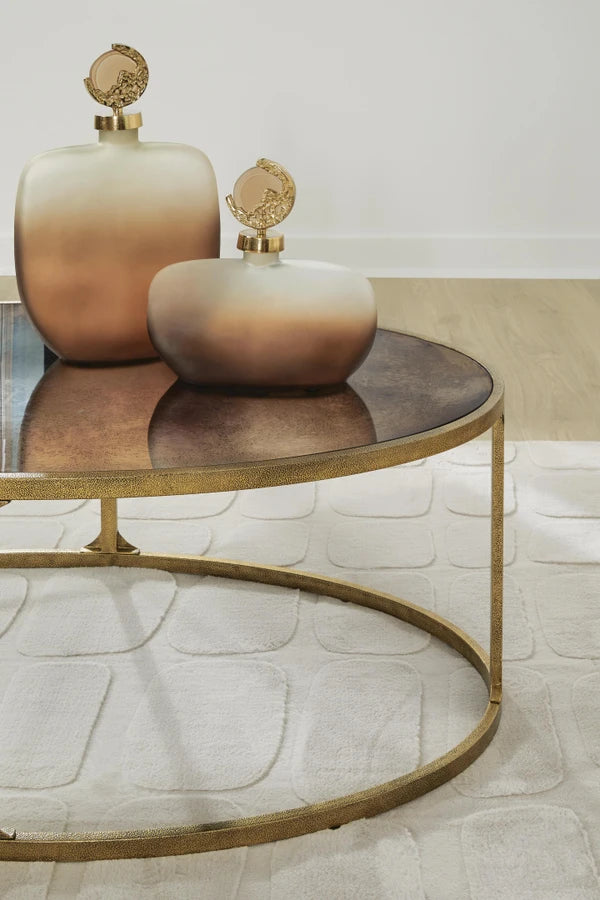 T399-0 Korajane Coffee Table With Tempered Glass Top - Antique Gold | Signature Design By Ashley