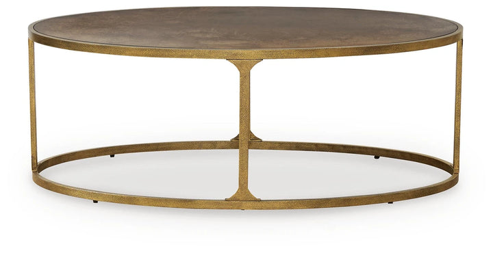 T399-0 Korajane Coffee Table With Tempered Glass Top - Antique Gold | Signature Design By Ashley