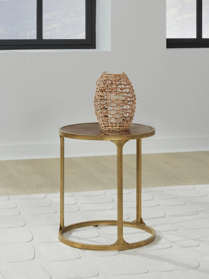 T399-6 Korajane End Table With Tempered Glass Top - Antique Gold | Signature Design By Ashley