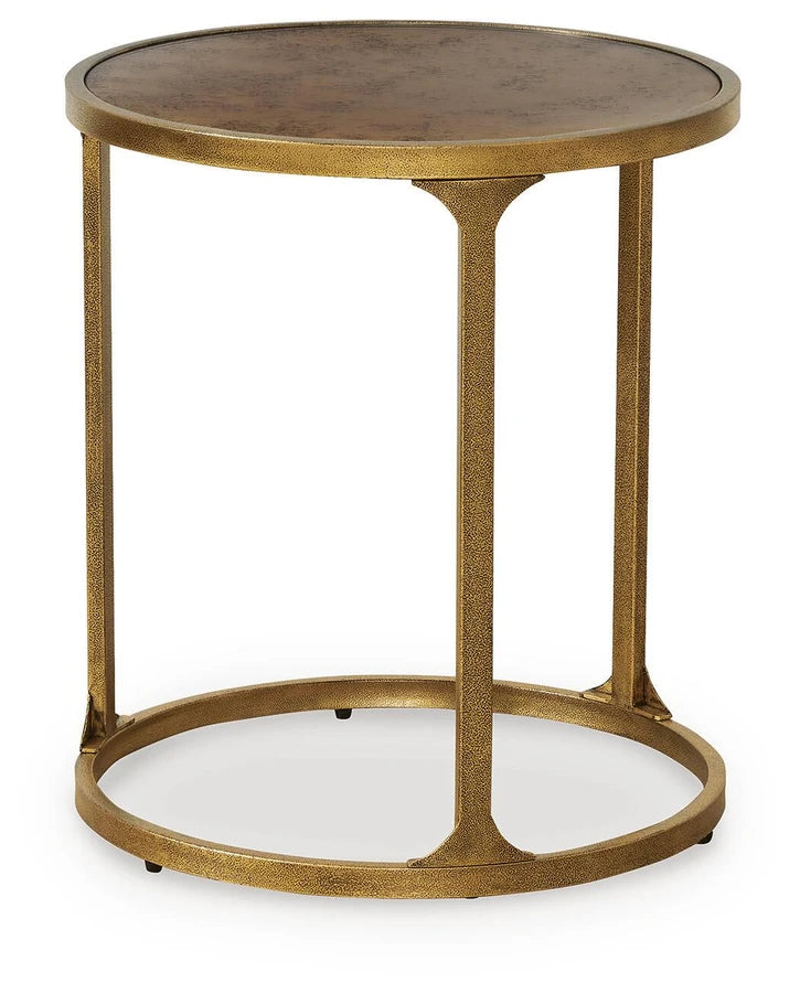 T399-6 Korajane End Table With Tempered Glass Top - Antique Gold | Signature Design By Ashley