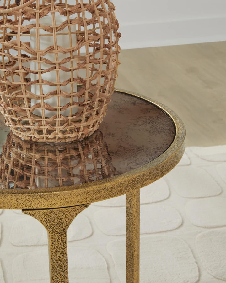T399-6 Korajane End Table With Tempered Glass Top - Antique Gold | Signature Design By Ashley