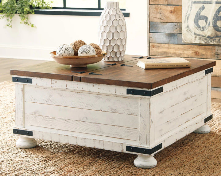 T459-20 Wystfield Wooden Coffee Table With Lift Top - White/ Brown | Signature Design By Ashley