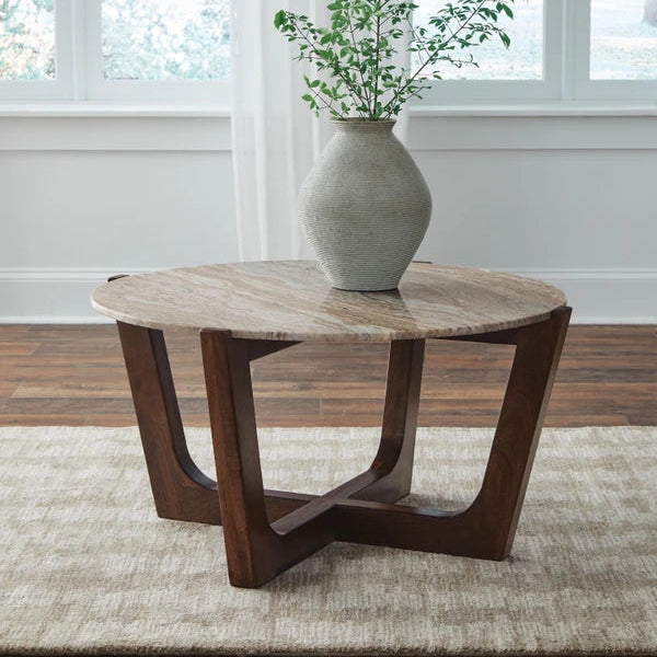 T667-8 Tanidore Coffee Table With Marble Top - Warm Brown | Signature Design By Ashley