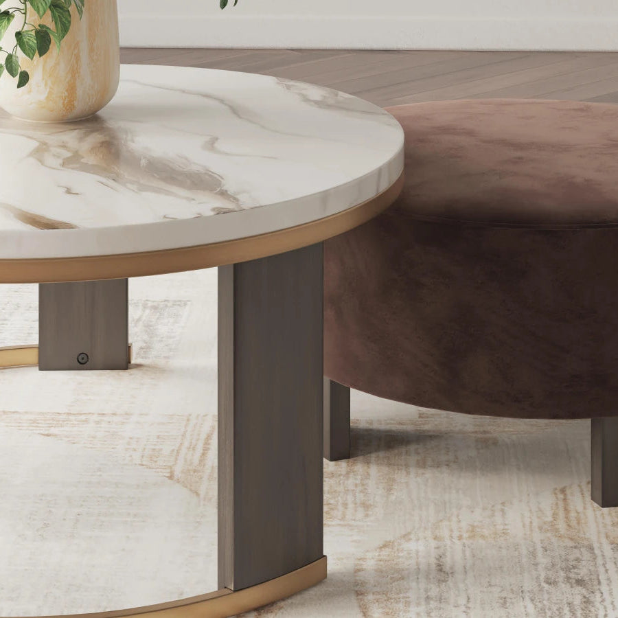 T671-22 Jazmore Nesting Coffee Table (Set of 2) - Brown/ Brass | Signature Design By Ashley