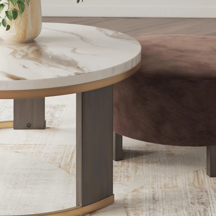 T671-22 Jazmore Nesting Coffee Table (Set of 2) - Brown/ Brass | Signature Design By Ashley