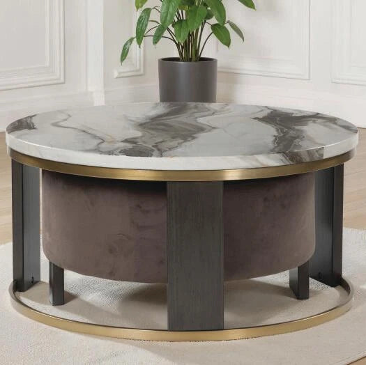 T671-22 Jazmore Nesting Coffee Table (Set of 2) - Brown/ Brass | Signature Design By Ashley