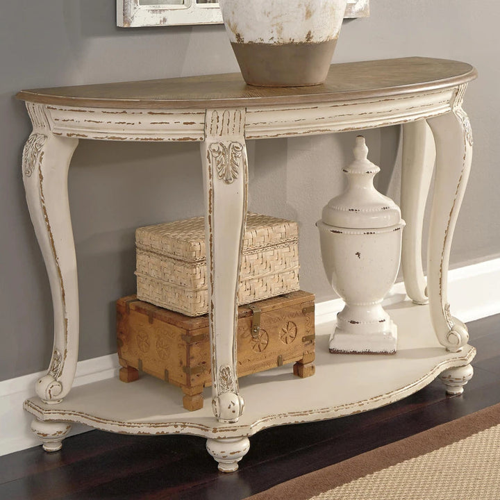 T743-4 Realyn Sofa Table - White/ Brown | Signature Design By Ashley