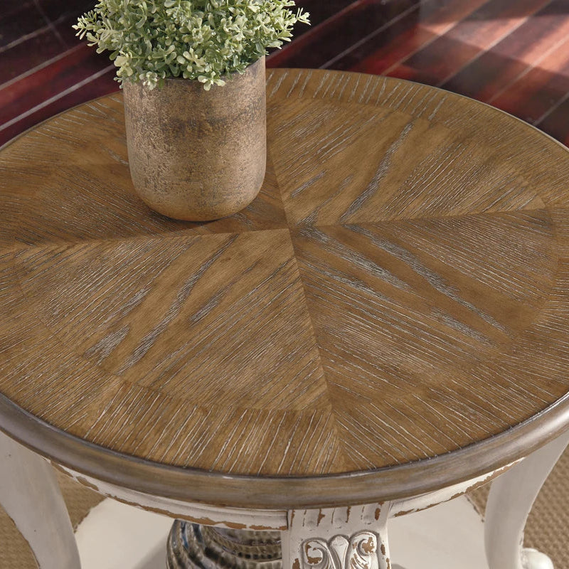 T743-6 Realyn End Table - White/ Brown | Signature Design By Ashley