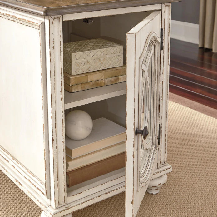 T743-7 Realyn Chairside End Table - White/ Brown | Signature Design By Ashley