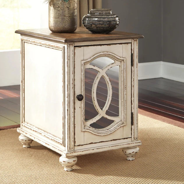 T743-7 Realyn Chairside End Table - White/ Brown | Signature Design By Ashley