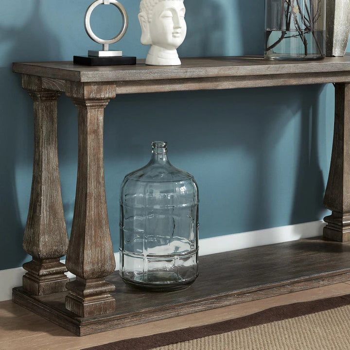 T776-4 Johnelle Wooden Sofa Table - Grey | Signature Design By Ashley
