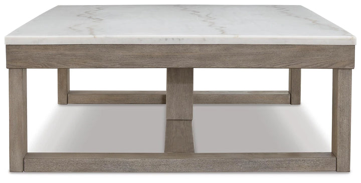 T789-1 Loyaska Wooden Coffee Table With Marble Top - Brown/ Ivory | Signature Design By Ashley