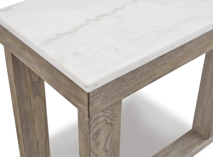 T789-4 Loyaska Wooden Sofa Table With Marble Top - Brown/ Ivory | Signature Design By Ashley