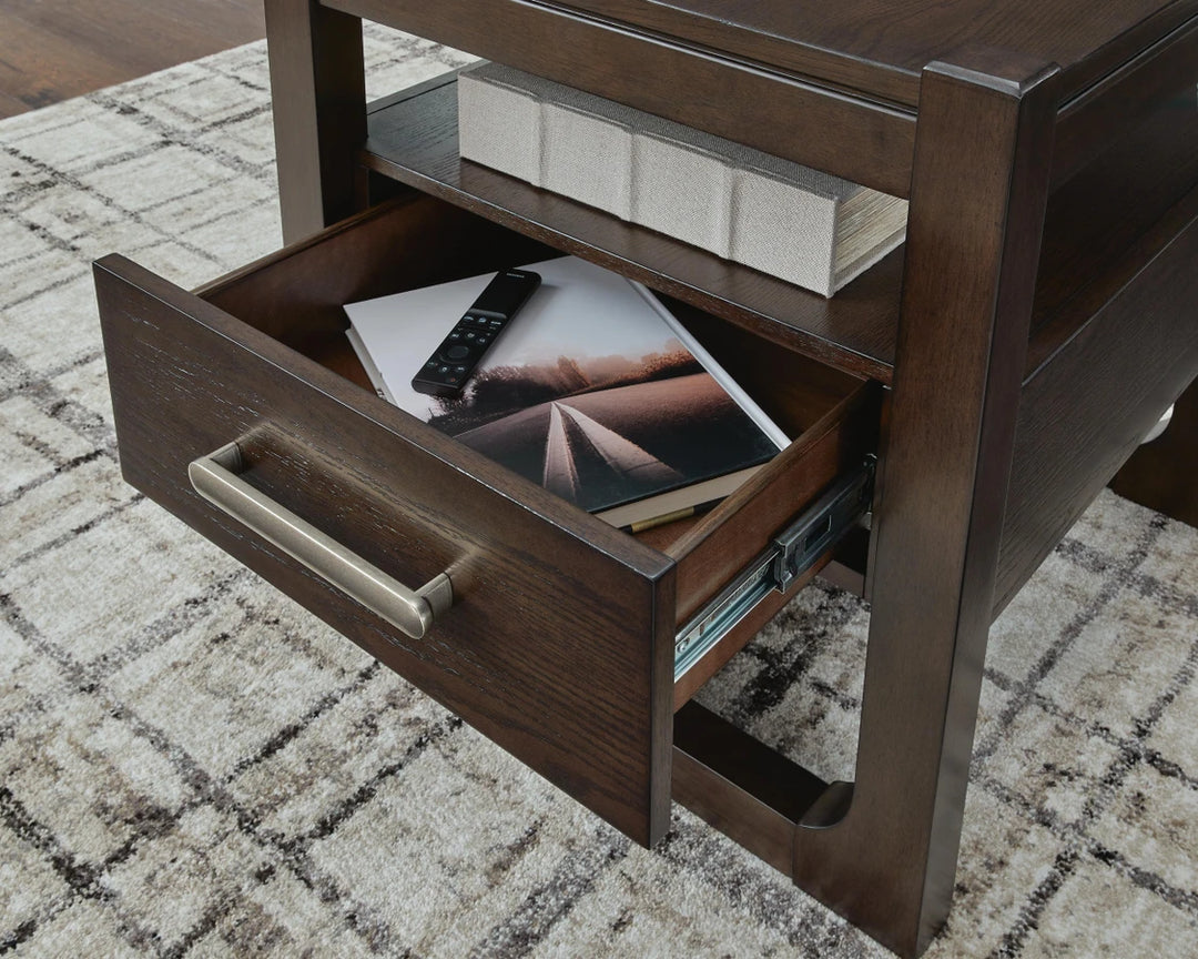 T856-2 Breckington Wooden End Table - Dark Brown | Signature Design By Ashley