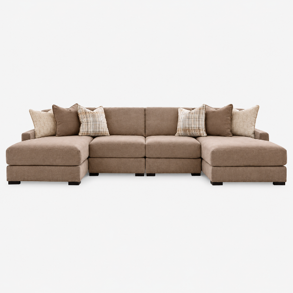68207S9 Camellia-Court 4-Piece Fabric Upholstered Sectional Sofa With Dual Chaise - Coffee | Benchcraft By Ashley