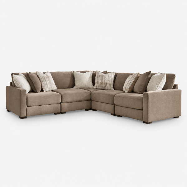 68207S17 Camellia-Court 5-Piece Sectional Sofa In Fabric Upholstery - Coffee | Benchcraft By Ashley