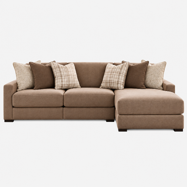 Camellia-Court 3-Piece Fabric Upholstered Sectional Sofa With Chaise - Coffee | Benchcraft By Ashley