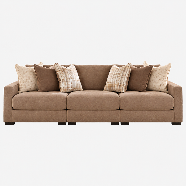 68207S2 Camellia-Court 3-Piece Sectional Sofa In Fabric Upholstery - Coffee | Benchcraft By Ashley