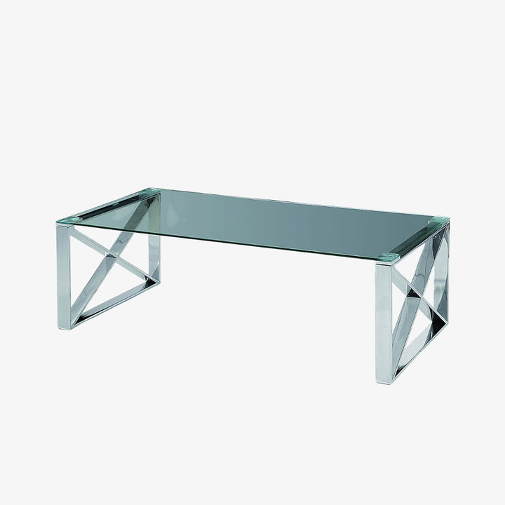 Blox Tempered Glass Coffee Table With Chrome Finish