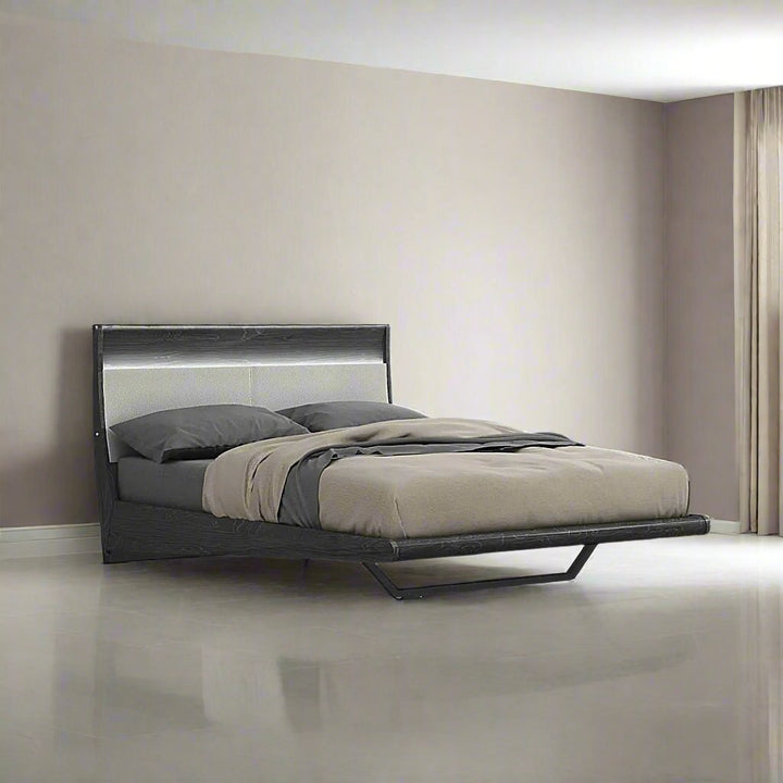 Gunner Stylish Platform Bed Frame With Built-in LED Lights - Striking Grey