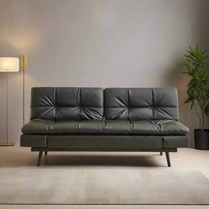 Orion Relaxing Sofa Bed In PU Leather Upholstery - Flourish Black