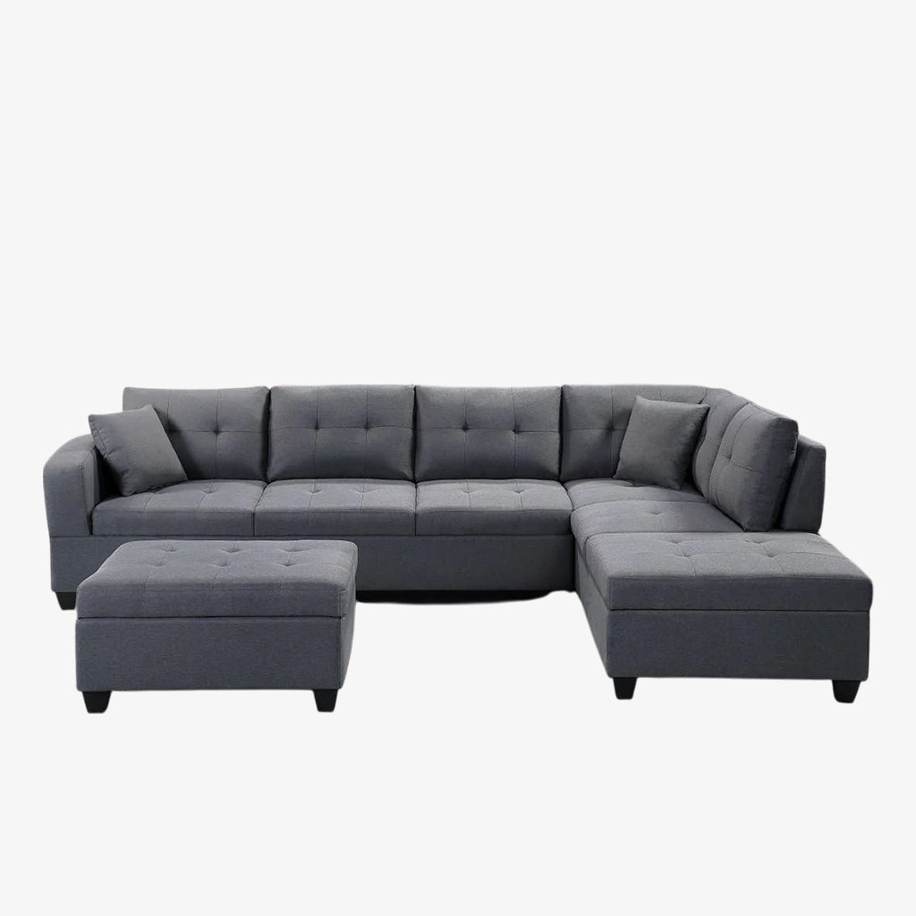 Haven Canapé sectionnel en tissu – Gris | Disponible en configuration accoudoir gauche/droite