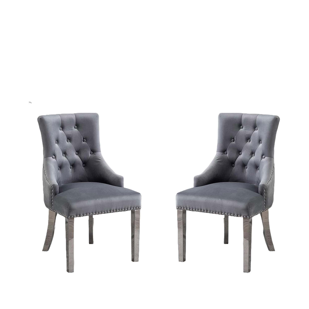 Valencia Grey Velvet Dining Chairs - Set of 2