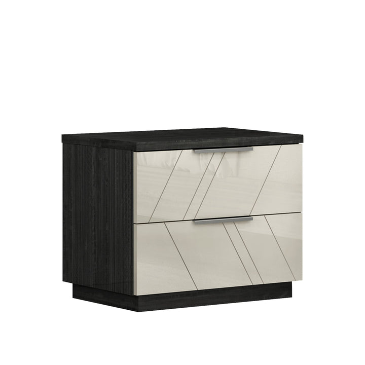 Veronica Nightstand With USB Port/ Wireless Charger and High Gloss Finish - Grey Angley