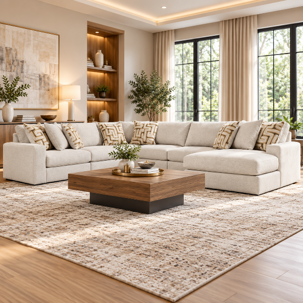 Kestrie 6-piece Fabric Upholstered Sectional Sofa With Chaise - Feathered | Signature Design By Ashley