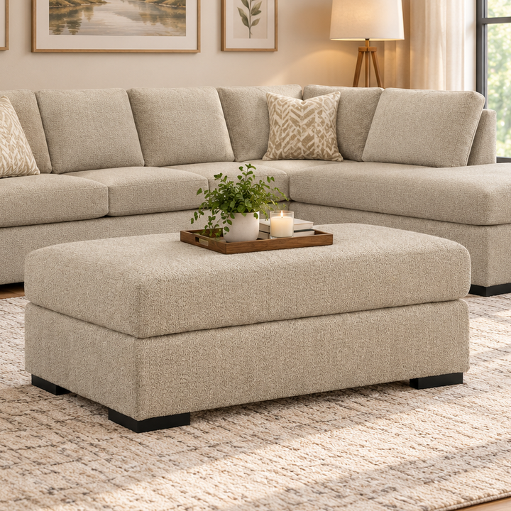 PC6960514 Lofwood Accent Ottoman In Fabric Upholstery - Oatmeal | Signature Design By Ashley
