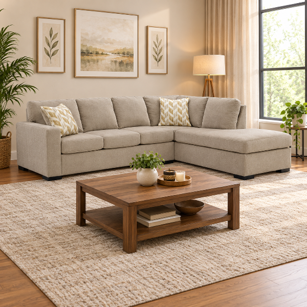 Bridgepoint 2-Piece Fabric Upholstered Sectional Sofa With Chaise - Stone | Signature Design By Ashley