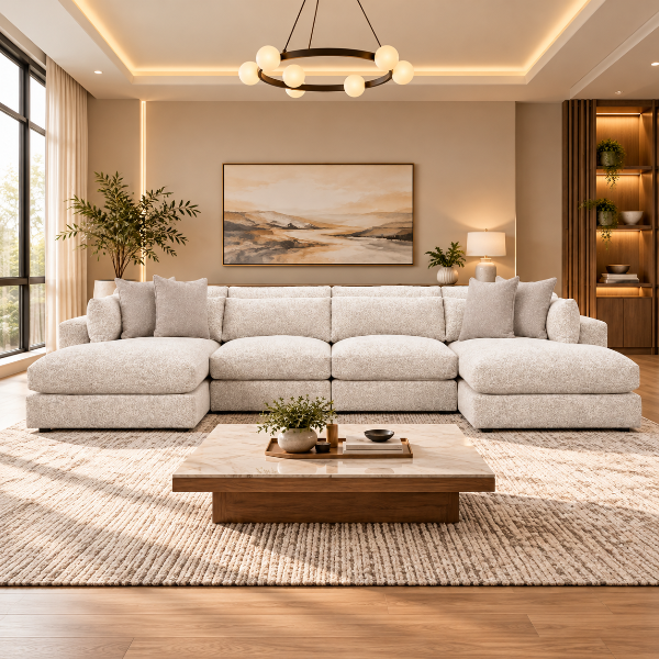 PC66004S9 Ashbourne Estate 4-piece Fabric Upholstered Sectional Sofa With Dual Chaise - Snowstone | Signature Design By Ashley