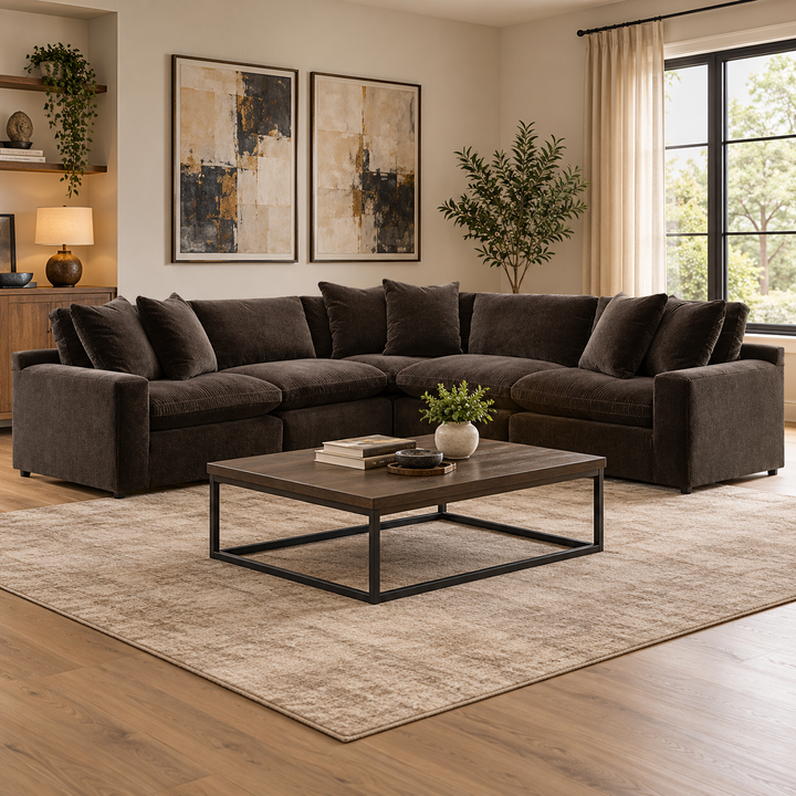 67807S4 Maxton Heights 5-Piece Sectional Sofa In Fabric Upholstery - Bittersweet | Benchcraft By Ashley