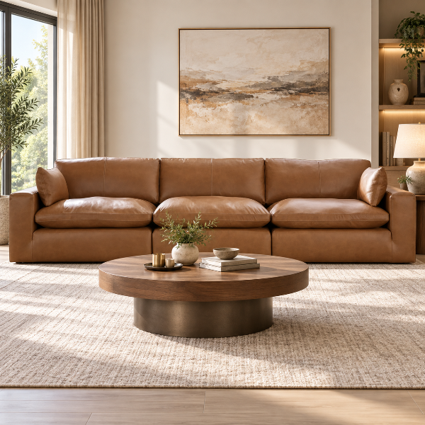 30901S2 Emilia 3-Piece Sectional Sofa In Leather Upholstery - Caramel | Signature Design By Ashley