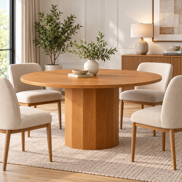 Willrow Wooden Oak Dining Table With Tapered Tabletop