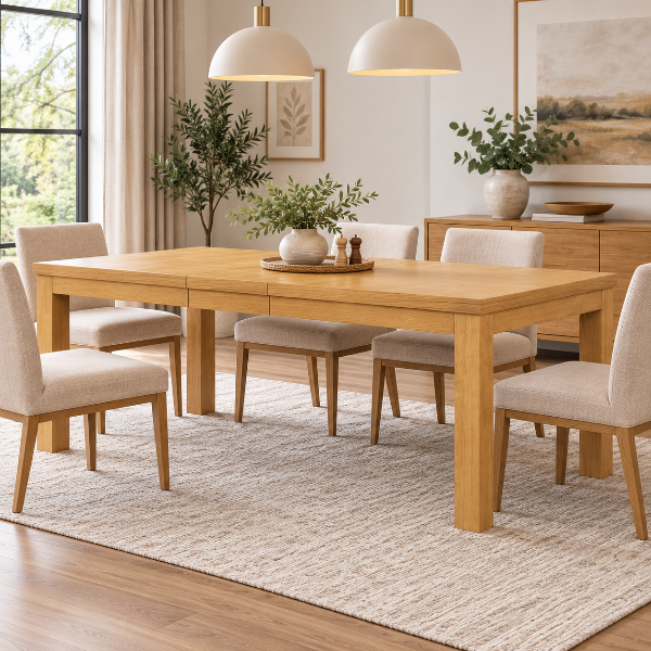 Oliver Solid Wooden Oak Dining Table With Extension Leaf