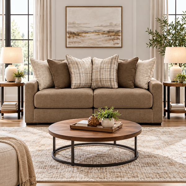 68207S1 Camellia-Court 2-Piece Sectional Sofa In Fabric Upholstery - Coffee | Benchcraft By Ashley