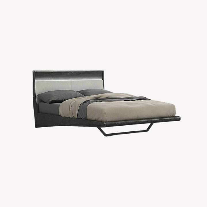 Gunner Stylish Platform Bed Frame With Built-in LED Lights - Striking Grey